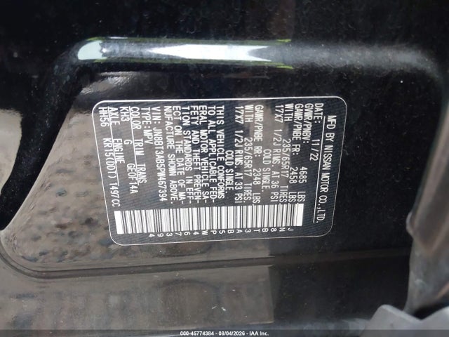 45774384 :رقم المزاد ، JN8BT3AB5PW467394 vin ، 2023 Nissan Rogue S Intelligent Awd مزاد بيع