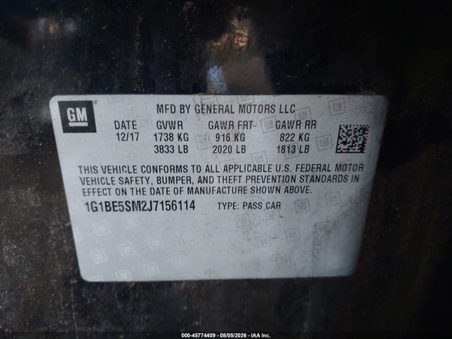 1G1BE5SM2J7156114 Chevrolet Cruze Lt Auto