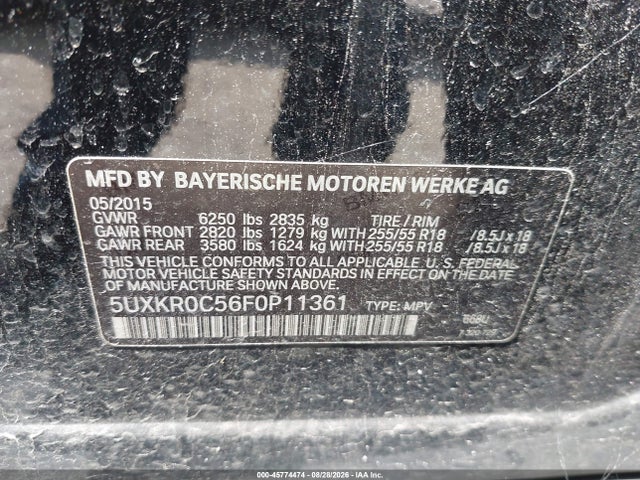 Aukcja sprzedaży 2015 Bmw X5 Xdrive35i, vin: 5UXKR0C56F0P11361, numer aukcji: 45774474