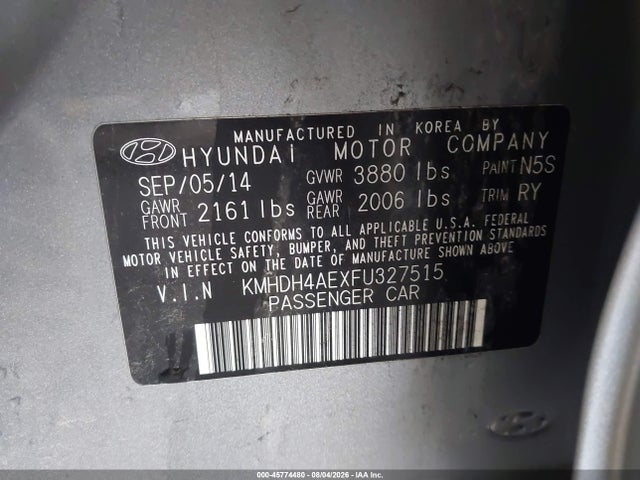 Aukcja sprzedaży 2015 Hyundai Elantra Limited, vin: KMHDH4AEXFU327515, numer aukcji: 45774480