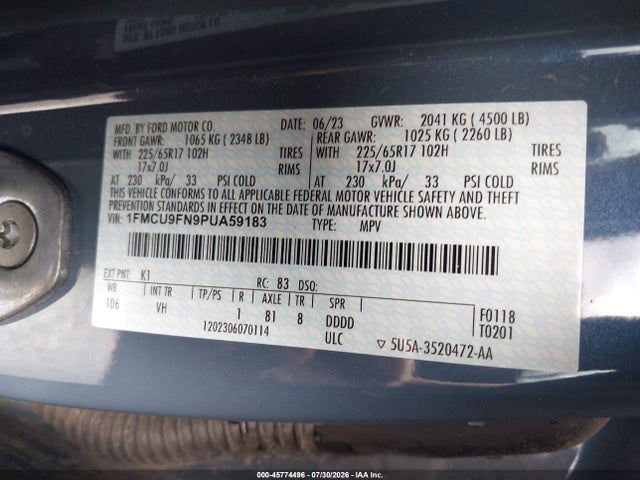 Ford Escape 2023 1FMCU9FN9PUA59183 Image 9