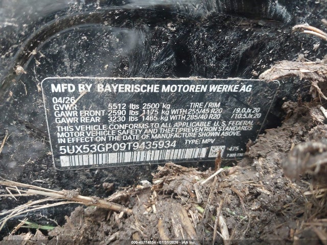Aukcja sprzedaży 2026 Bmw X3 30 Xdrive, vin: 5UX53GP09T9435934, numer aukcji: 45774534