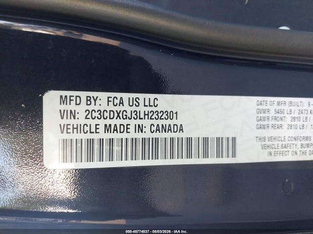 2C3CDXGJ3LH232301 Dodge Charger Scat Pack Rwd