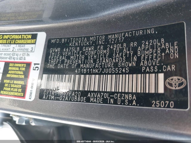 Toyota CAMRY LE 2018 4T1B11HK7JU055245 Image 9