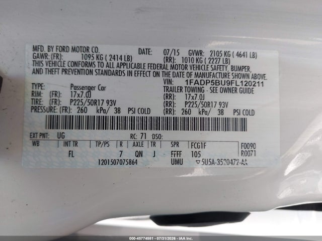 Ford C-max Hybrid Sel 2015 1FADP5BU9FL120211 Image 9