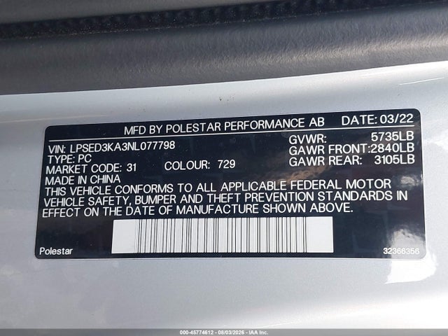 Polestar 2 Long Range Dual Motor 2022 LPSED3KA3NL077798 Image 9