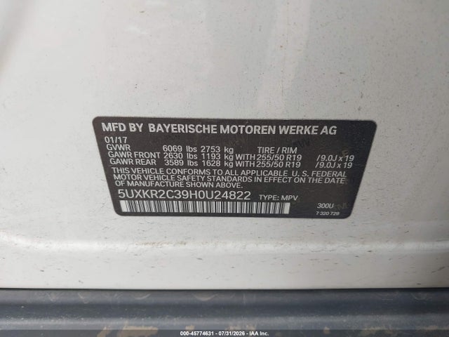 Продаж на аукціоні авто 2017 Bmw X5 Sdrive35i, vin: 5UXKR2C39H0U24822, номер лоту: 45774631