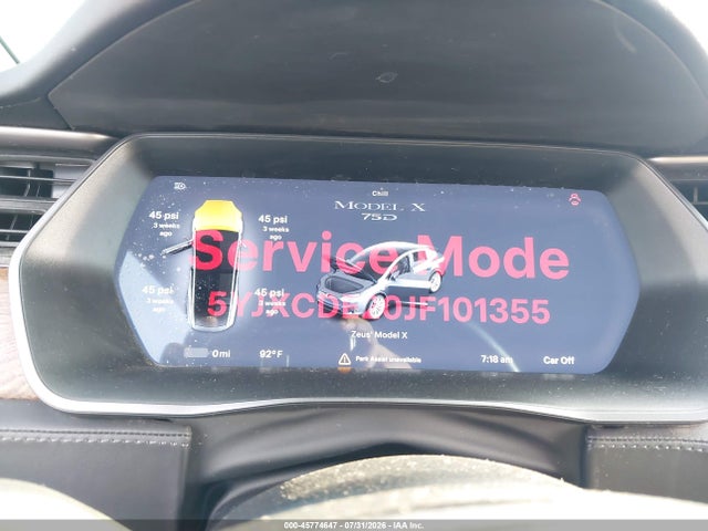 45774647 :رقم المزاد ، 5YJXCDE20JF101355 vin ، 2018 Tesla Model X 100d/75d/p100d مزاد بيع