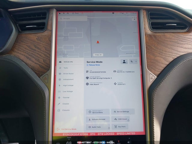 45774647 :رقم المزاد ، 5YJXCDE20JF101355 vin ، 2018 Tesla Model X 100d/75d/p100d مزاد بيع