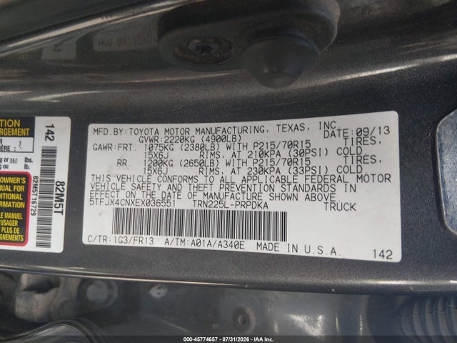 5TFJX4CNXEX036551 Toyota Tacoma