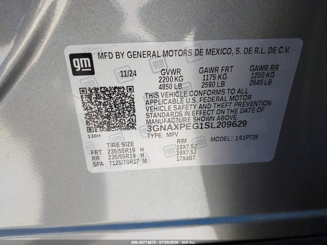 Chevrolet Equinox Awd Lt 2025 3GNAXPEG1SL209629 Image 9