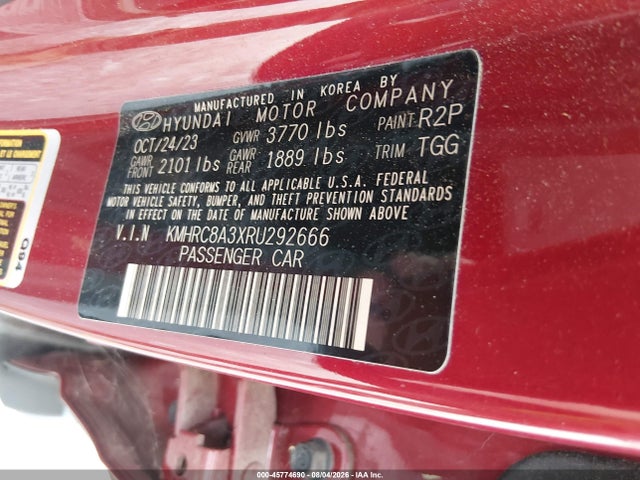 Aukcja sprzedaży 2024 Hyundai Venue Sel, vin: KMHRC8A3XRU292666, numer aukcji: 45774690