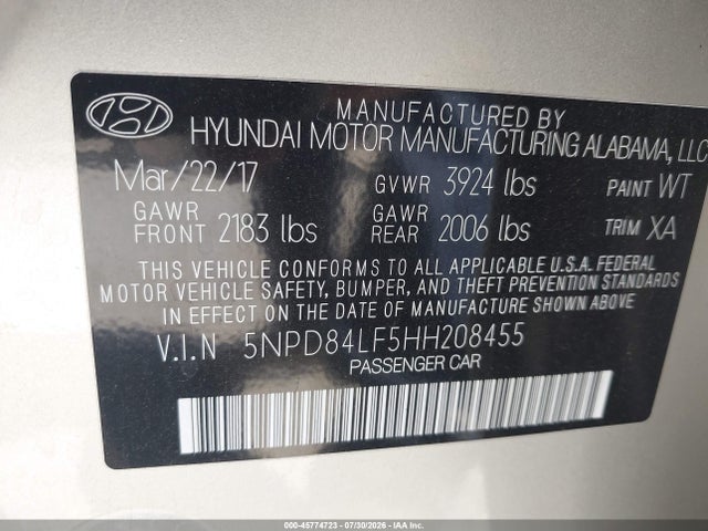 Hyundai ELANTRA SE 2017 5NPD84LF5HH208455 Image 9
