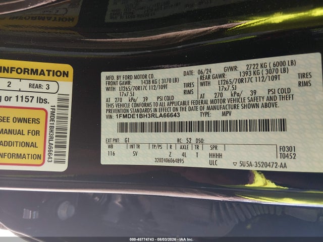 Ford Bronco Black Diamond 2024 1FMDE1BH3RLA66643 Image 9