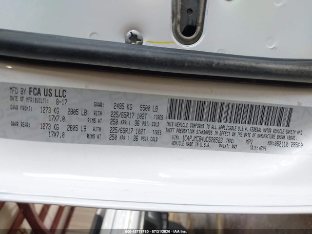 2018 Jeep Cherokee Latitude 4x4 მანქანა იყიდება აუქციონზე, vin: 1C4PJMCB4JD528523, აუქციონის ნომერი: 45774760