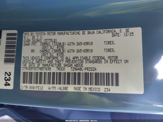 3TMKB5FN3TM057698 Toyota Tacoma Trd Sport