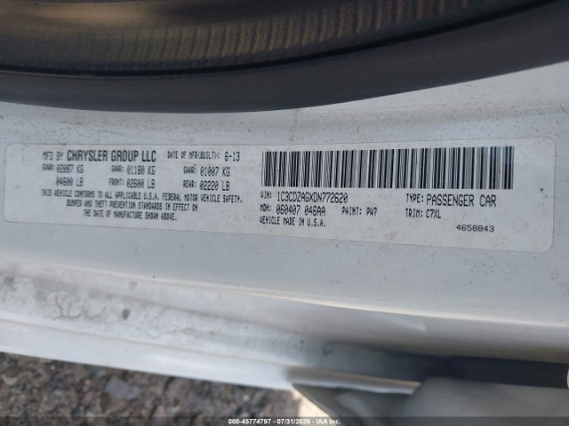Aukcja sprzedaży 2013 Dodge Avenger Se V6, vin: 1C3CDZAGXDN772620, numer aukcji: 45774797
