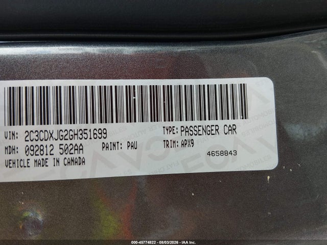 Aukcja sprzedaży 2016 Dodge Charger Sxt, vin: 2C3CDXJG2GH351699, numer aukcji: 45774822