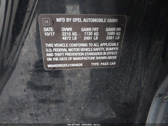 Продажа на аукционе авто 2018 Buick Regal Tourx Essence, vin: W04GV8SXXJ1064626, номер лота: 45774842