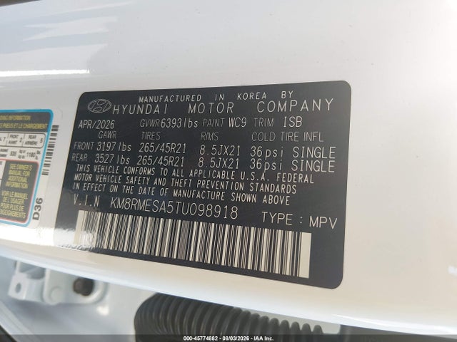 Hyundai Palisade Hev Calligraphy 2026 KM8RMESA5TU098918 Image 9
