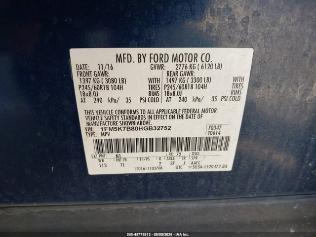 Ford Explorer 2017 1FM5K7B80HGB32752 Image 9