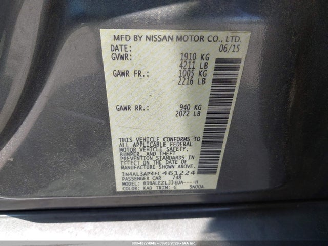 1N4AL3AP4FC461224 Nissan Altima 2.5 S