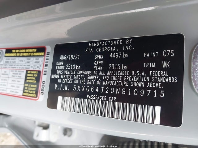 KIA K5 Gt-line 2022 5XXG64J20NG109715 Image 9