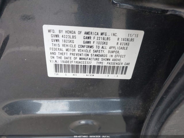 Продаж на аукціоні авто 2016 Acura Ilx Premium Package/technology Plus Package, vin: 19UDE2F7XGA022337, номер лоту: 45774953