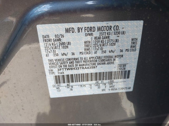 Ford Maverick Xlt 2026 3FTTW8H33TRA43597 Image 9