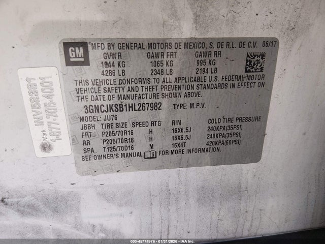 Chevrolet TRAX LS 2017 3GNCJKSB1HL267982 Image 9
