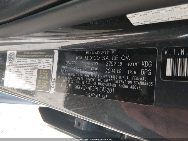 Aukcja sprzedaży 2023 Kia Forte Lxs, vin: 3KPF24AD2PE645201, numer aukcji: 45774997
