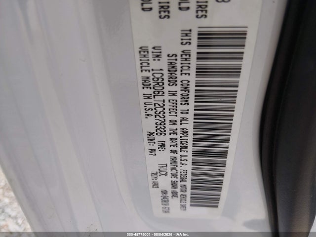 Aukcja sprzedaży 2012 Ram 1500 Slt, vin: 1C6RD6LT2CS279326, numer aukcji: 45775001