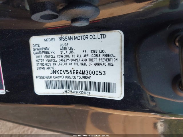 Продаж на аукціоні авто 2004 Infiniti G35, vin: JNKCV54E94M300053, номер лоту: 45775097