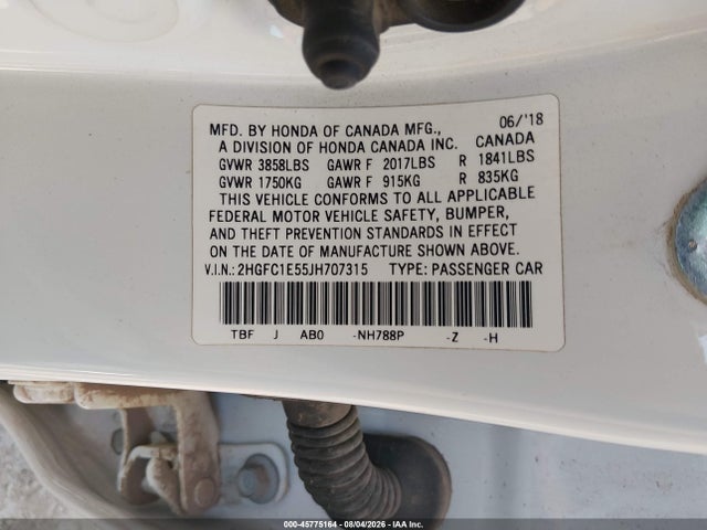 Aukcja sprzedaży 2018 Honda Civic Si, vin: 2HGFC1E55JH707315, numer aukcji: 45775164