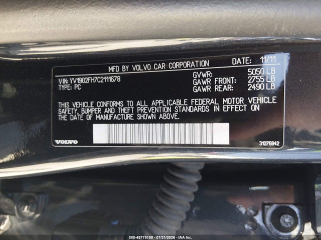 Продажа на аукционе авто 2012 Volvo S60 T6, vin: YV1902FH7C2111678, номер лота: 45775199