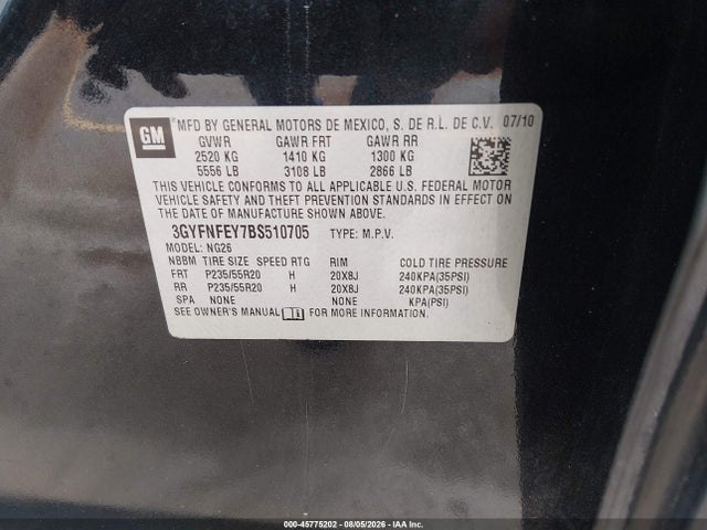 Продаж на аукціоні авто 2011 Cadillac Srx Premium Collection, vin: 3GYFNFEY7BS510705, номер лоту: 45775202