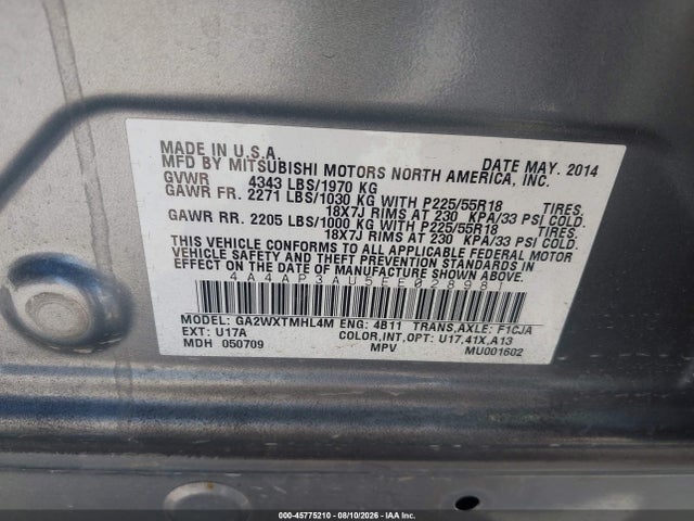 Mitsubishi Outlander Sport Es 2014 4A4AP3AU5EE028981 Image 9