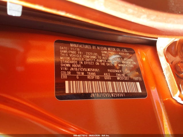 JN1BJ1CV5LW258361 Nissan Rogue Sport S Fwd Xtronic Cvt