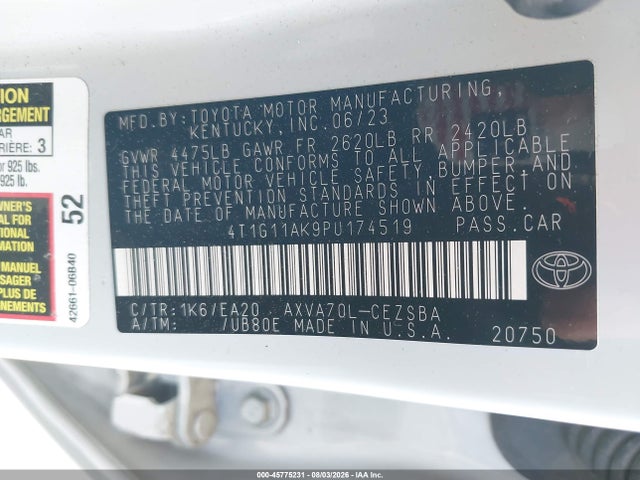 4T1G11AK9PU174519 Toyota CAMRY SE