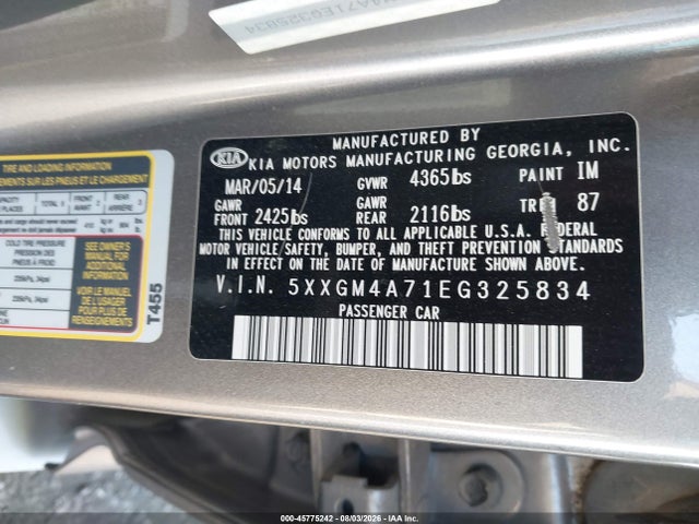 KIA Optima Lx 2014 5XXGM4A71EG325834 Image 9