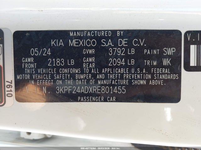 KIA Forte Lxs 2024 3KPF24ADXRE801455 Image 9