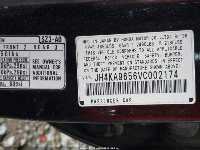 Aukcja sprzedaży 1997 Acura Rl 3.5, vin: JH4KA9656VC002174, numer aukcji: 45775277