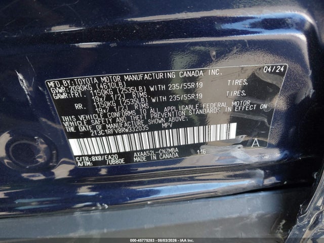 2T3C1RFV8RW332035 Toyota Rav4 Xle Premium