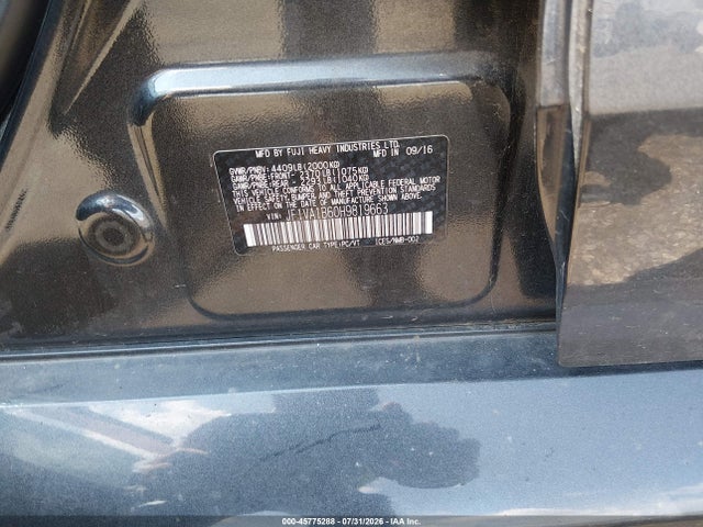45775288 :رقم المزاد ، JF1VA1B60H9819663 vin ، 2017 Subaru Wrx مزاد بيع