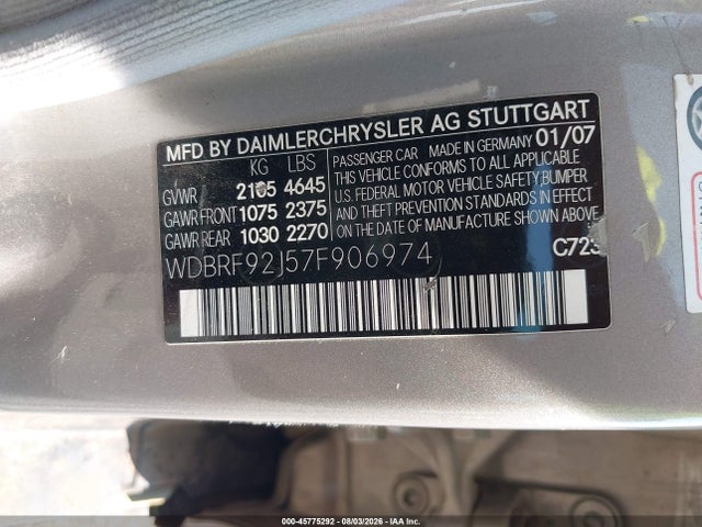Продажа на аукционе авто 2007 Mercedes-benz C 280 Luxury 4matic, vin: WDBRF92J57F906974, номер лота: 45775292