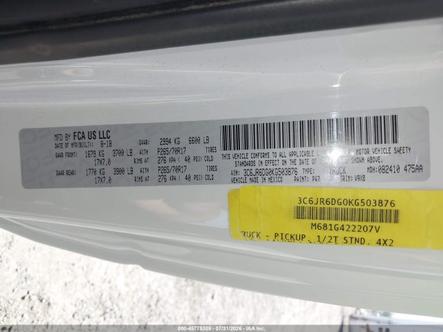 RAM 1500 Classic 2019 3C6JR6DG0KG503876 Image 9
