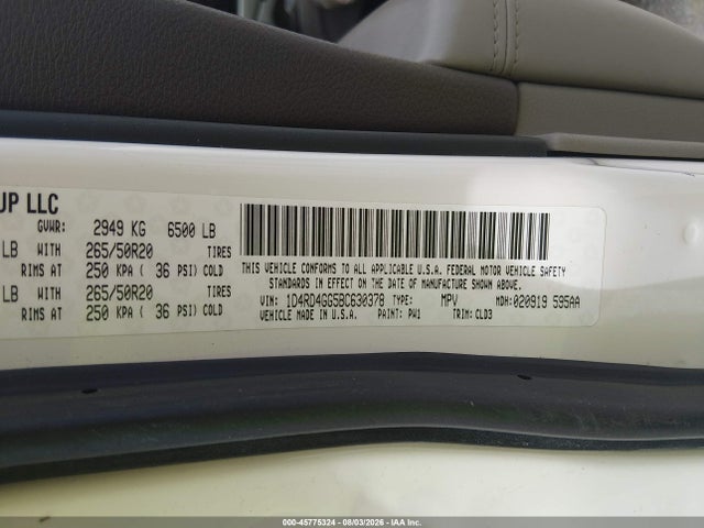 Aukcja sprzedaży 2011 Dodge Durango Crew, vin: 1D4RD4GG5BC630378, numer aukcji: 45775324