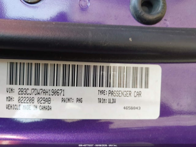 Продаж на аукціоні авто 2010 Dodge Challenger Srt8, vin: 2B3CJ7DW7AH190671, номер лоту: 45775337