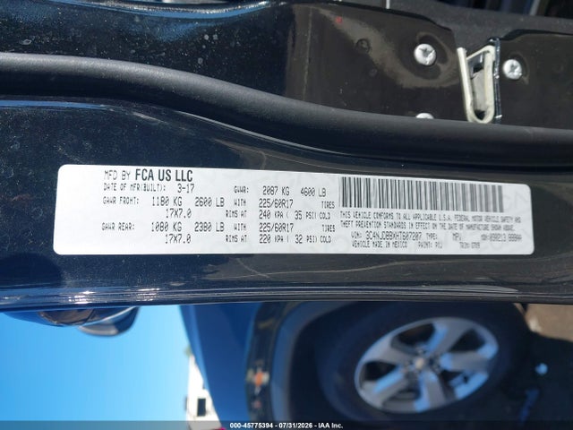 Продажа на аукционе авто 2017 Jeep New Compass Latitude 4x4, vin: 3C4NJDBBXHT607207, номер лота: 45775394