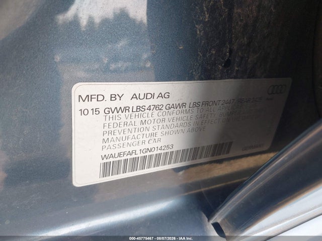 Aukcja sprzedaży 2016 Audi A4 Premium Plus, vin: WAUEFAFL1GN014253, numer aukcji: 45775467